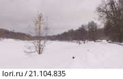 Зимний парк Кузьминки. Стоковое видео, видеограф Серёга / Фотобанк Лори