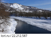 Река Паратунка зимой, Камчатка. Стоковое фото, фотограф Алексей Гусев / Фотобанк Лори