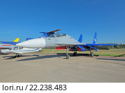 Международный авиационно-космический салон МАКС-2015. Су-30 ЛЛ - летная лаборатория летно-исследовательского института имени М.М. Громова. Редакционное фото, фотограф Игорь Долгов / Фотобанк Лори