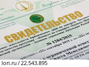 Свидетельство соответствия пищи стандарту халяль (2016 год). Редакционное фото, фотограф Игорь Долгов / Фотобанк Лори