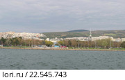Вид на набережную города Салоники со стороны Эгейского моря (2016 год). Стоковое видео, видеограф Parmenov Pavel / Фотобанк Лори