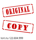 Красный штамп "оriginal " и " copy " на белом фоне. Стоковая иллюстрация, иллюстратор Сергеев Валерий / Фотобанк Лори
