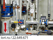 gas heating system boiler room equipments. Стоковое фото, фотограф Дмитрий Калиновский / Фотобанк Лори