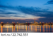 Санкт-Петербург. Вид с  набережной Кутузова на Троицкий мост и Петропавловскую крепость (2016 год). Редакционное фото, фотограф Литвяк Игорь / Фотобанк Лори