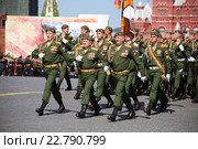 Парадный расчет военного университета Министерства Обороны Российской Федерации на параде, посвященном Дню Победы, Москва, 2016. Редакционное фото, фотограф Алексей Гусев / Фотобанк Лори