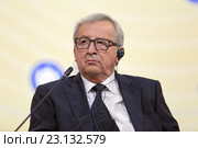 Председатель Европейской комиссии Жан-Клод Юнкер (Jean-Claude Juncker) на Петербургском международном экономическом форуме ПМЭФ-2016. Редакционное фото, фотограф Игорь Долгов / Фотобанк Лори