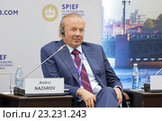 Андрей Назаров - сопредседатель Общероссийской общественной организации "Деловая Россия" на Петербургском международном экономическом форуме ПМЭФ-2016. Редакционное фото, фотограф Игорь Долгов / Фотобанк Лори