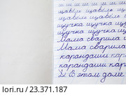 Страница школьной тетради, исписанная синей ручкой. Стоковое фото, фотограф Кекяляйнен Андрей / Фотобанк Лори