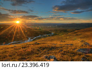 Алтай.Закат солнца на плато Укок. Стоковое фото, фотограф Сергей Кузнецов / Фотобанк Лори
