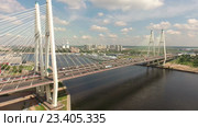 Большой Обуховский вантовый мост через реку Неву. Санкт-Петербург (2016 год). Редакционное видео, видеограф Кекяляйнен Андрей / Фотобанк Лори