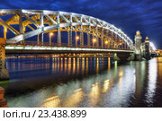 Большеохтинский мост (мост Петра Великого). Санкт-Петербург, Россия (2016 год). Редакционное фото, фотограф Игорь Долгов / Фотобанк Лори
