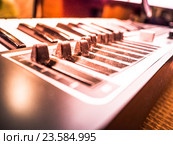 Keyboard of a synthesizer with sliders. Стоковое фото, фотограф Роман Гадицкий / Фотобанк Лори
