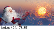 Santa Claus Blowing Frosty Breath. Стоковое фото, фотограф Владимир Мельников / Фотобанк Лори