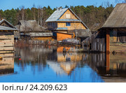 Затопленные дома, весеннее половодье. Стоковое фото, фотограф Илья Якунин / Фотобанк Лори