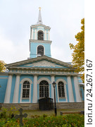 Колокольня церкви в честь Смоленской иконы Божией матери (1785-1790) на Смоленском кладбище. Санкт-Петербург (2016 год). Стоковое фото, фотограф Александр Щепин / Фотобанк Лори
