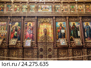 Иконостас в монастыре Искушение на горе Каранталь, Иерихон (2016 год). Редакционное фото, фотограф Наталья Волкова / Фотобанк Лори