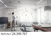 Handsome busy businessman making notes . Mixed media. Стоковое фото, фотограф Sergey Nivens / Фотобанк Лори