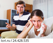 Upset spouses after domestic quarrel. Стоковое фото, фотограф Яков Филимонов / Фотобанк Лори