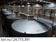 Shop with processing cisterns in wine plant. Стоковое фото, фотограф Яков Филимонов / Фотобанк Лори
