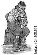 Сверление камня. Племя зуни. Техника и производство. Северная Америка. Стоковая иллюстрация, иллюстратор Макаров Алексей / Фотобанк Лори