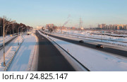Новая Москва, панорама в сторону центра на дальнем плане микрорайон Газопровод (2017 год). Редакционное видео, видеограф Дмитрий Неумоин / Фотобанк Лори