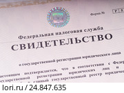 Свидетельство о государственной регистрации юридического лица. Стоковое фото, фотограф Сергей Лабутин / Фотобанк Лори