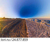 Wide panorama of the border the sandy beach and of Lake Baikal ice. Редакционное фото, фотограф Zakirov Aleksey / Фотобанк Лори