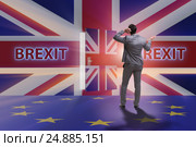 Businessman in Brexit concept - UK leaving EU. Стоковое фото, фотограф Elnur / Фотобанк Лори