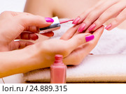 Woman hands during manicure procedure. Стоковое фото, фотограф Elnur / Фотобанк Лори