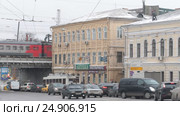 Москва, Бакунинская улица и Электрозаводской мост зимой (2017 год). Редакционное видео, видеограф Дмитрий Неумоин / Фотобанк Лори