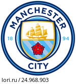 Эмблема футбольного клуба Manchester Сity. Англия. Редакционная иллюстрация, иллюстратор Владимир Макеев / Фотобанк Лори