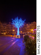 Luxembourg, Luxembourg - DEC 26, 2016: Place of Guillaume II with Christmas decorations in hight. Редакционное фото, фотограф Юлия Кузнецова / Фотобанк Лори