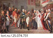 Наполеон принимает Прусскую королеву в Тильзите 7-го июля 1807 года. (Госсе). Дореволюционная открытка. Стоковая иллюстрация, иллюстратор Ирина Быстрова / Фотобанк Лори