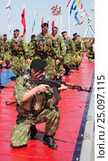 Russian marines participate in a naval show dedicated to Russian Navy day on July 30, 2006 in Sevastopol, Crimea. Редакционное фото, фотограф Алексей Забусик / Фотобанк Лори