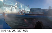 Мужчина расслабляется в бассейне с термальной минеральной водой (2016 год). Редакционное видео, видеограф А. А. Пирагис / Фотобанк Лори