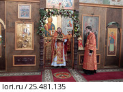 Литургия в Гуслицком монастыре, причастие (2017 год). Редакционное фото, фотограф Дмитрий Неумоин / Фотобанк Лори