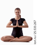 Young woman engaged in yoga on the floor. Стоковое фото, фотограф Алена Роот / Фотобанк Лори