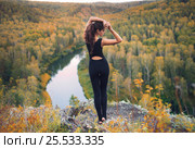 Young woman doing yoga. Стоковое фото, фотограф Алена Роот / Фотобанк Лори