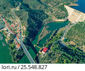 Aerial View of Pomarao Dam. Стоковое фото, фотограф Discovod / Фотобанк Лори