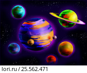 Planets in Space. Стоковая иллюстрация, иллюстратор Sergii Zarev / Фотобанк Лори