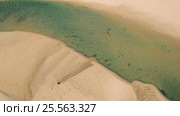Aerial View Above Ocean Beach with Lagoon. Стоковое видео, видеограф Discovod / Фотобанк Лори