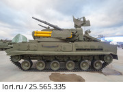 Российский зенитный пушечно-ракетный комплекс 2К22 «Тунгуска» (SA-19 Grison) в парке "Патриот", вид с левого борта. Стоковое фото, фотограф Малышев Андрей / Фотобанк Лори