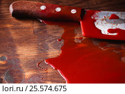 A puddle of blood and rusty knife. Murder. Стоковое фото, фотограф Сергей Лабутин / Фотобанк Лори