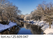 Река Муховец в зимний день, Брест, Белоруссия (2014 год). Стоковое фото, фотограф Наталья Волкова / Фотобанк Лори