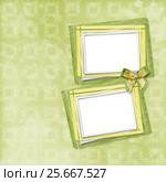 Green card for invitation or congratulation with frame. Стоковое фото, фотограф Lora Liu / Фотобанк Лори
