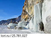 Наледь на скалах и камняхна острове Ольхон, озеро Байкал. Стоковое фото, фотограф Овчинникова Ирина / Фотобанк Лори