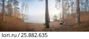 Misty forest lake. Стоковое фото, фотограф Виталий Веревкин / Фотобанк Лори