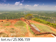 Garden On the top Sigiriya Rock Fortress, 5th Century Ruined Castle That Is Unesco Listed As A World Heritage Site In Sri Lanka. Стоковое фото, агентство BE&W Photo / Фотобанк Лори