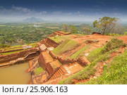 Garden On the top Sigiriya Rock Fortress, 5th Century Ruined Castle That Is Unesco Listed As A World Heritage Site In Sri Lanka. Стоковое фото, агентство BE&W Photo / Фотобанк Лори