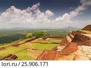Garden On the top Sigiriya Rock Fortress, 5th Century Ruined Castle That Is Unesco Listed As A World Heritage Site In Sri Lanka. Стоковое фото, агентство BE&W Photo / Фотобанк Лори